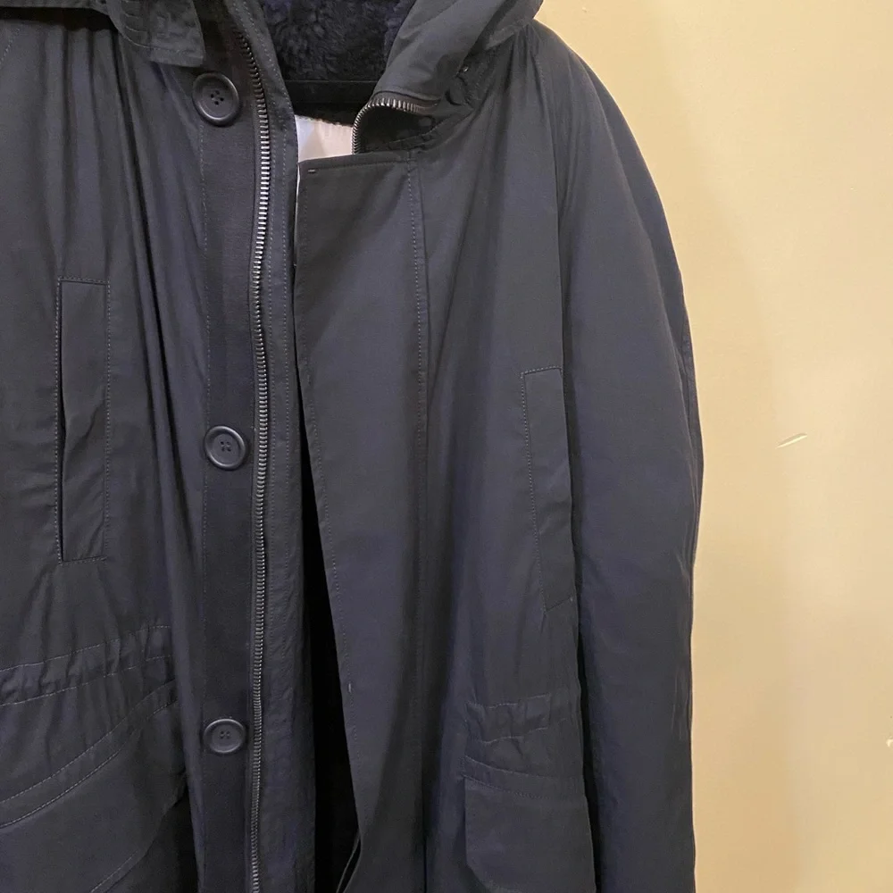 Yves Salomon Black Quilted Puffer Coat with Hood - Picture 3 of 15